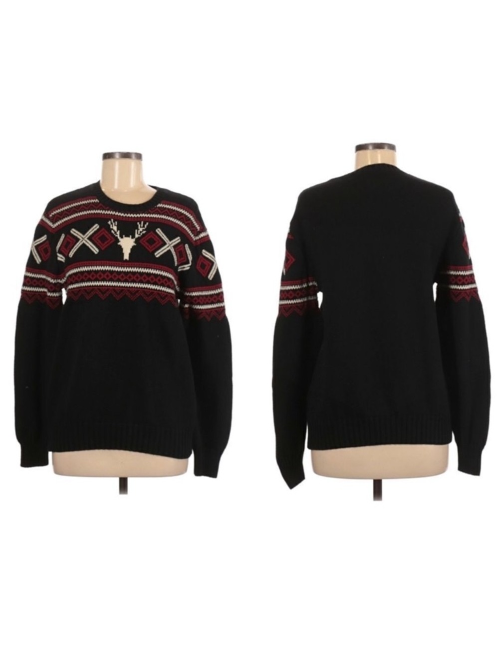 AMERICAN LIVING Winter Deer Cotton Knit Crew Sweater M